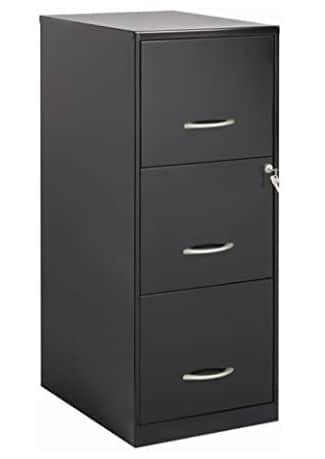 BOWERY HILL Modern 3 Drawer Metal Letter File Cabinet in Black