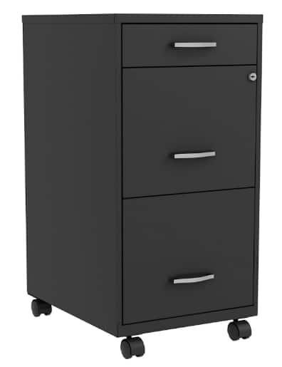 Lorell LYS SOHO BoxFileFile 3-Drawer Mobile File Cabinet, Black, 14.3 x 18 x 29.5