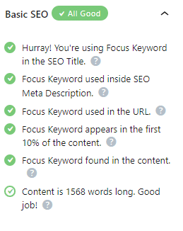 basic SEO analysis with SEO plugin