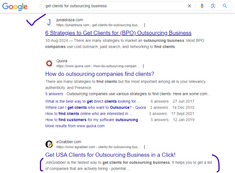 get clients for outsourcing SERP