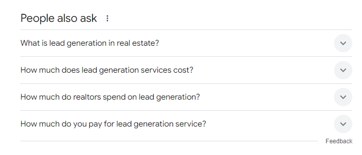 people also ask (PAA) for - lead generation services for real estate