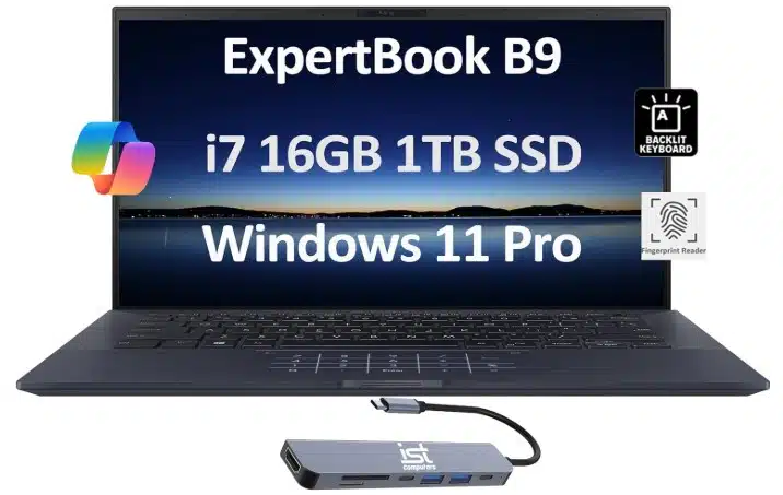 ASUS ExpertBook b9 thing and light