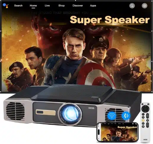 60W Big Stereo Sound and 2500 Brightness Dess Projector With WiFi And Bluetooth