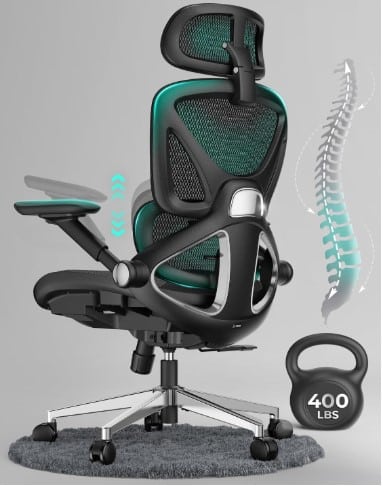 CAPOT Ergonomic Mesh Office Chair, Adjustable Lumbar High Back Desk Chair 400lbs