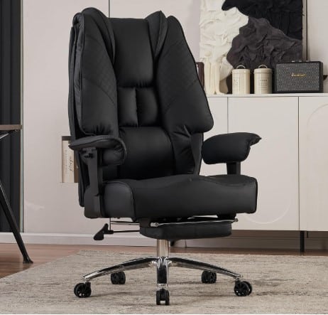 EXCEBET Big and Tall Office Chair 400lbs Wide Seat, Leather High Back Executive Office Chair with Foot Rest, Ergonomic Chairs Lumbar Support for Lower Back
